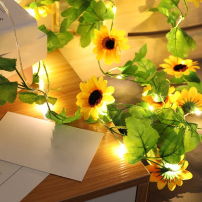 Lichtketting zonnebloem 10 led op batterij 1 m | 12 stuks