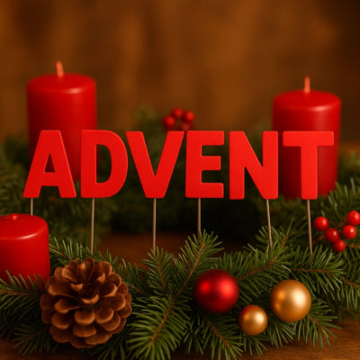 Abi decoratie kerst letterstekers advent rood 8 cm | 24 stuks