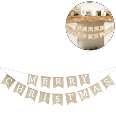 Ginger ray vlaggenlijn merry christmas jute 2,5 m | 10 stuks