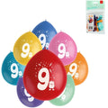 Folat ballonnen party pop monsters cijfer 9 kleurmix 23 cm 8 stuks | 24 stuks