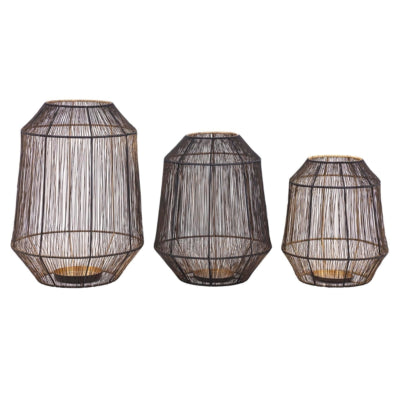 Ptmd windlicht justy m zwart goudkleurig 32 cm | 2 stuks