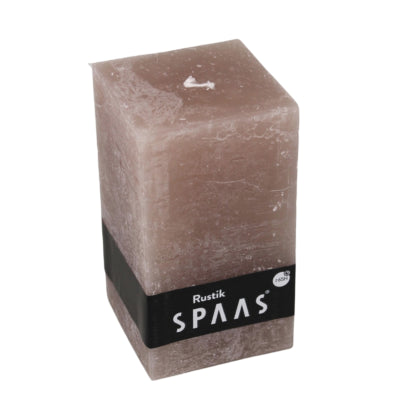 Spaas (r) stompkaars rustic vierkant taupe 7 x 13 cm | 6 stuks
