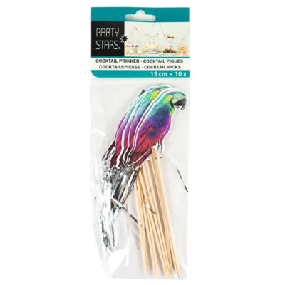 Cocktail prikkers papegaai 15 cm set van 10 | 36 stuks