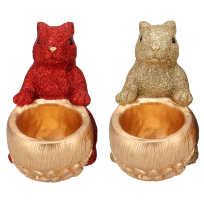 Daan kromhout schaal jingle eekhoorn zittend rood goudkleurig 17 cm 2 assorti | 6 stuks