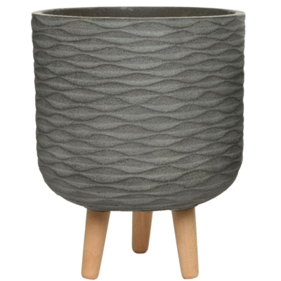 Decoris (r) bloempot op voet outdoor grijs 38 cm set van 2 | 2 stuks