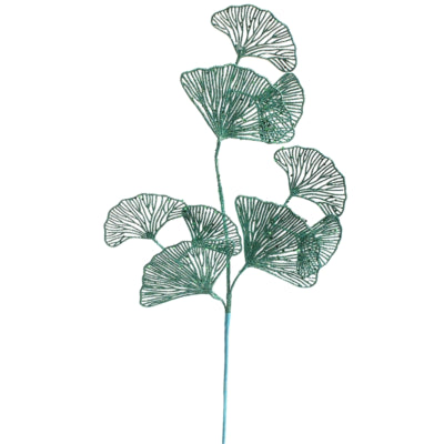 Kunsttak ginko glitter groen 70 cm | 36 stuks