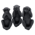 Beeld apen horen zien zwijgen zwart 12 cm set van 3 | 24 stuks