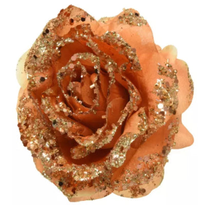 Everlands roos op clip oranje 14,5 cm | 48 stuks