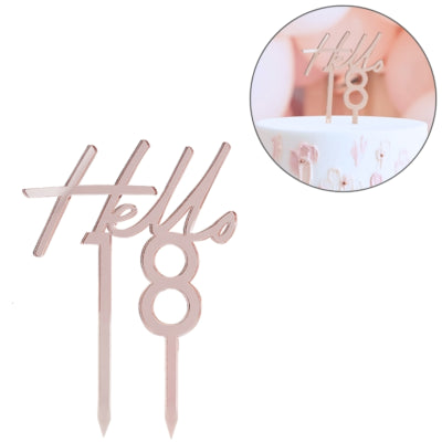 Ginger ray taarttopper hello 18 roségoudkleurig 18 cm | 20 stuks