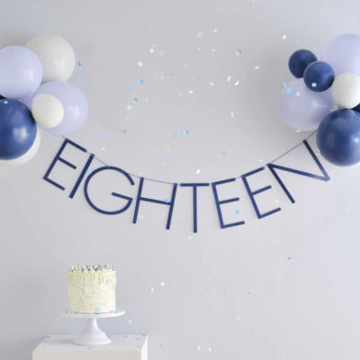 Ginger ray letterslinger 18 jaar met ballonnen blauw set van 25 | 20 stuks