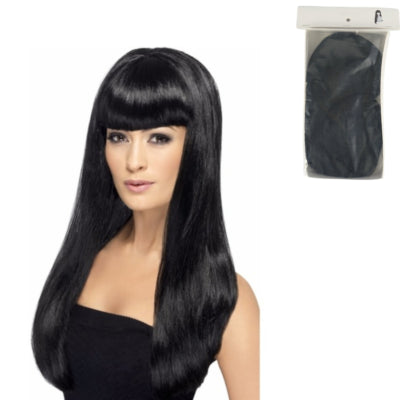 Pruik lang zwart one size | 10 stuks