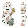 Spaarpot kerst tijger wit 12 cm 3 assorti | 12 stuks