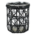 Gusta theelichthouder xl rotan zwart 15,5 cm | 6 stuks