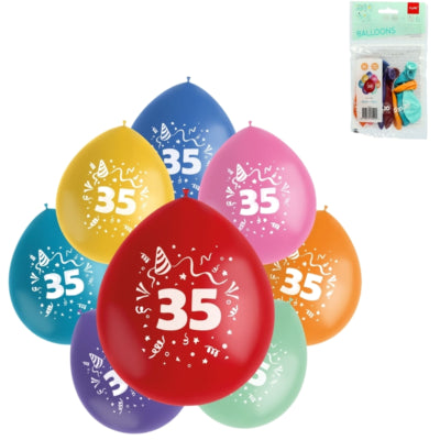 Folat ballonnen party pop cijfer 35 kleurmix 23 cm 8 stuks | 24 stuks