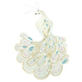Pauw op clip glitter wit 18 cm | 12 stuks