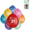Folat ballonnen party pop cijfer 21 kleurmix 23 cm 8 stuks | 24 stuks
