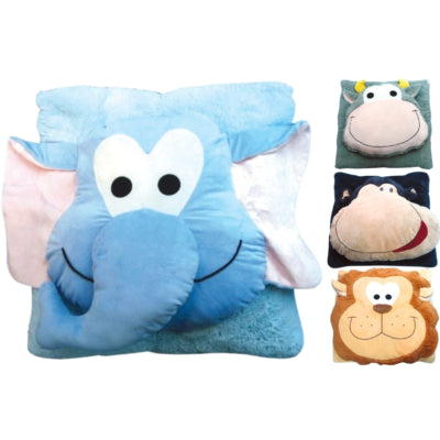 Kussen xl animal face plush 70 x 70 cm 4 assorti | 4 stuks