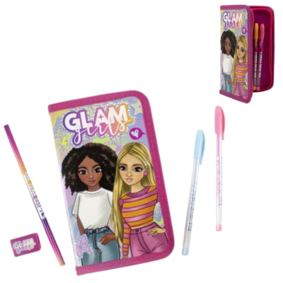 Craft universe glam girls etui met inhoud roze 19 cm 13-delig | 12 stuks