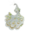 Pauw op clip glitter zilverkleurig 18 cm | 12 stuks