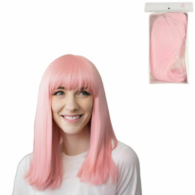 Pruik halflang roze one size | 10 stuks