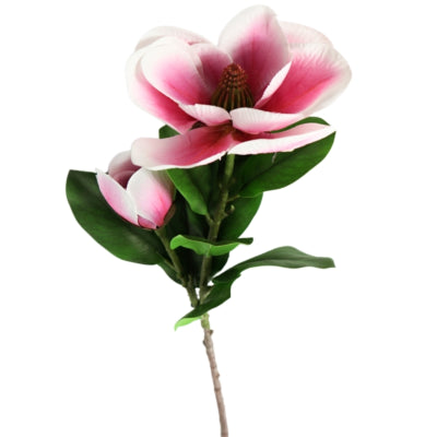 Countryfield kunstbloem magnolia 2 bloemen roze wit 100 cm | 12 stuks