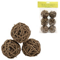 Decoratie rieten ballen bruin 6 cm 6 stuks | 18 stuks