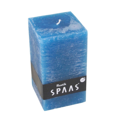 Spaas (r) stompkaars rustic vierkant blauw 7 x 13 cm | 6 stuks