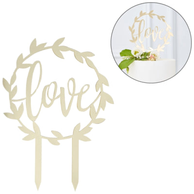 Ginger ray taarttopper love goudkleurig 19 cm | 20 stuks
