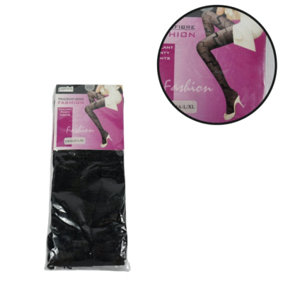 Perini fantasie panty zwart chevron patroon l xl | 10 stuks