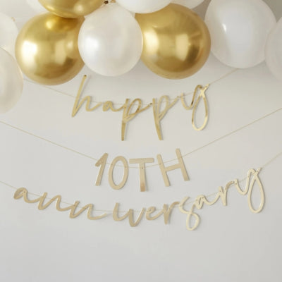 Ginger ray letterslinger anniversary goudkleurig 6 m | 10 stuks