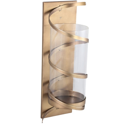 Ptmd wanddecoratie windlicht haylie messingkleurig 40 cm | 2 stuks