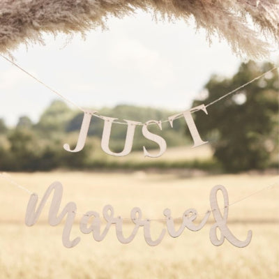 Ginger ray bruiloft slinger just married hout 1,5 m | 10 stuks