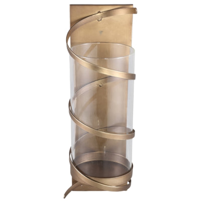 Ptmd wanddecoratie windlicht haylie messingkleurig 40 cm | 2 stuks