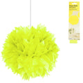 Folat pompom papier neon geel 30 cm | 24 stuks