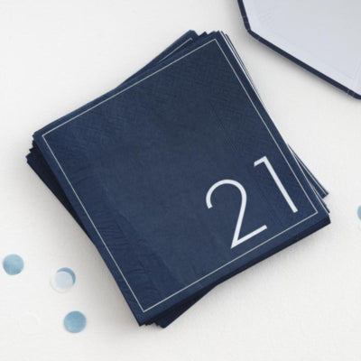 Ginger ray servetten 21 jaar blauw 33 x 33 cm 16 stuks | 20 stuks