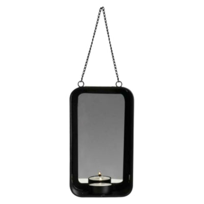 Gusta spiegel met theelichthouder zwart 18 cm | 12 stuks