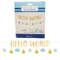 Amscan letterslinger baby boy hello world blauw goudkleurig 170 cm | 12 stuks
