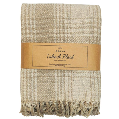 Take a plaid polyback picknickplaid beige wit 160 x 160 cm | 10 stuks