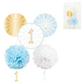 Amscan decoratieset 1e verjaardag papier blauw 5-delig | 12 stuks