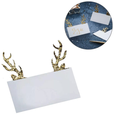 Ginger ray tafelkaartjes rendiergewei goudkleurig 10 stuks | 20 stuks