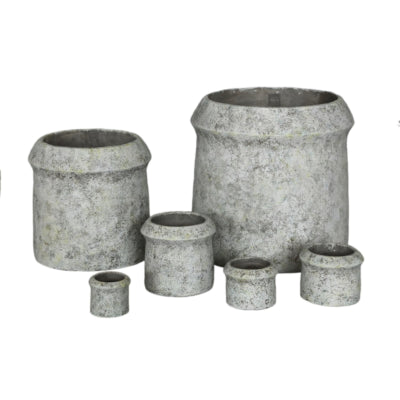 Ptmd bloempot nimma l cement grijs 30 cm | 2 stuks