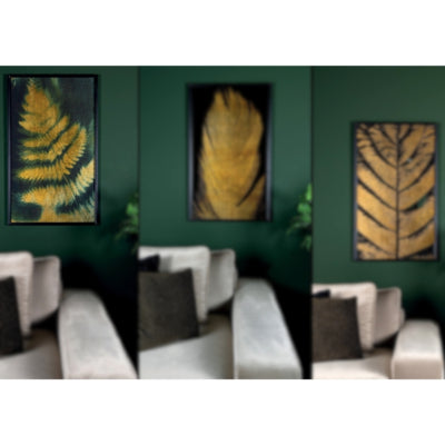 Daydream wandpaneel loro varenblad zwart goudkleurig 100 cm | 2 stuks