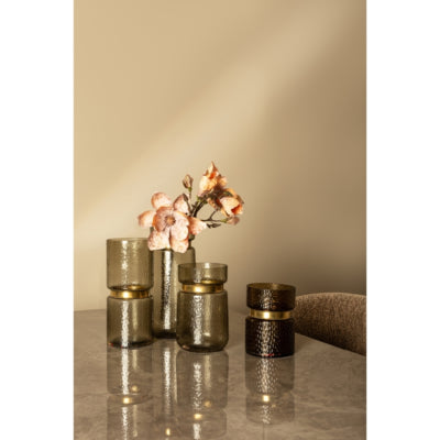Ptmd vaas quilio straight glas bruin 16 cm | 4 stuks