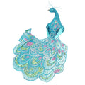 Pauw op clip glitter blauw 18 cm | 12 stuks