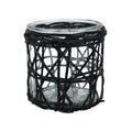 Gusta theelichthouder m rotan zwart 10,5 cm | 6 stuks