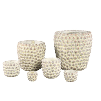 Ptmd bloempot ruis xl crème 30 cm | 2 stuks