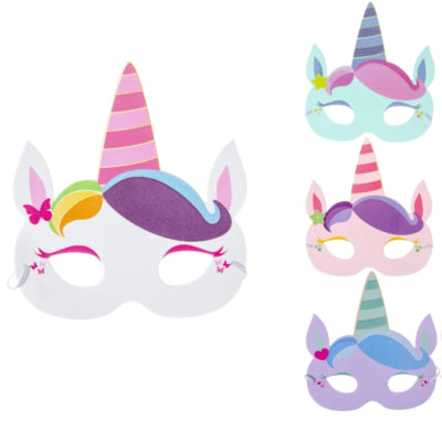 Duckiez Schaumstoffmaske Einhorn 18,5 cm, 4 verschiedene Farben | 60 Stück