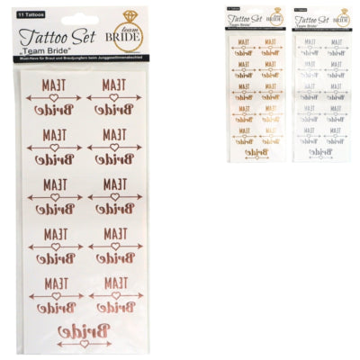 Tattoo set team bride 18 cm 3 assorti set van 11 | 24 stuks