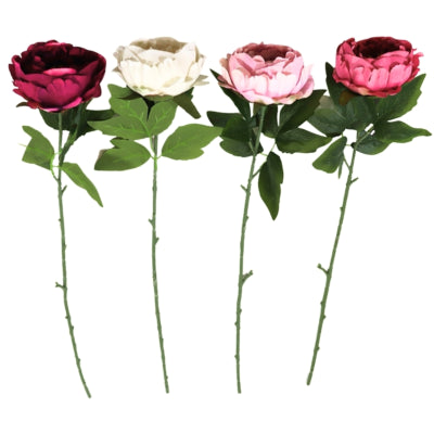 Kunstbloem pioenroos 68 cm 4 assorti | 24 stuks