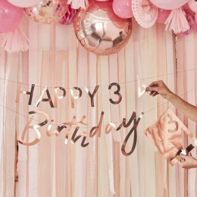 Ginger ray letterslinger happy birthday roségoudkleurig 3 m | 20 stuks